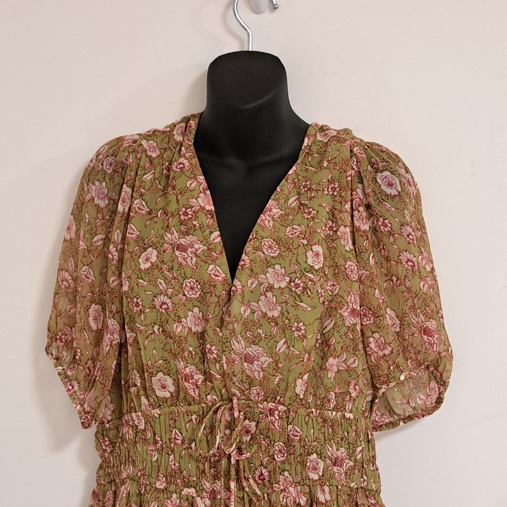 Jessica Simpson Yellow Gold Asymmetrical Ruffled Sundress Open Back Misses XL - Picture 7 of 14